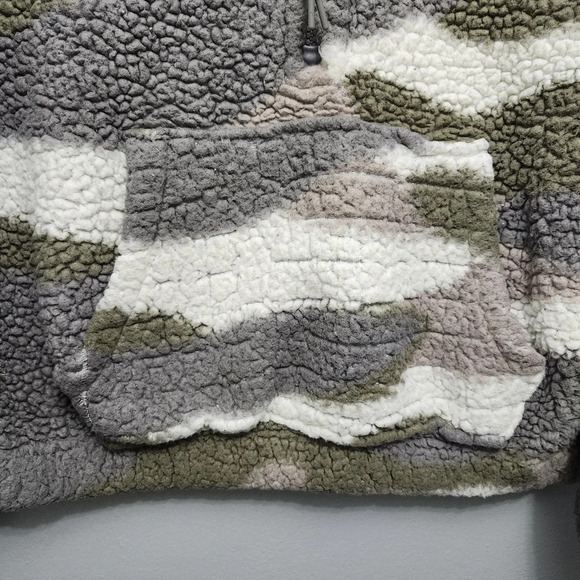 Hippie rose junior's cropped sherpa sweatshirt jacket size large camouflage - Picture 6 of 11